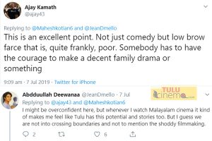 Youth Tweets about “Tulu films should come out of comedy cover”